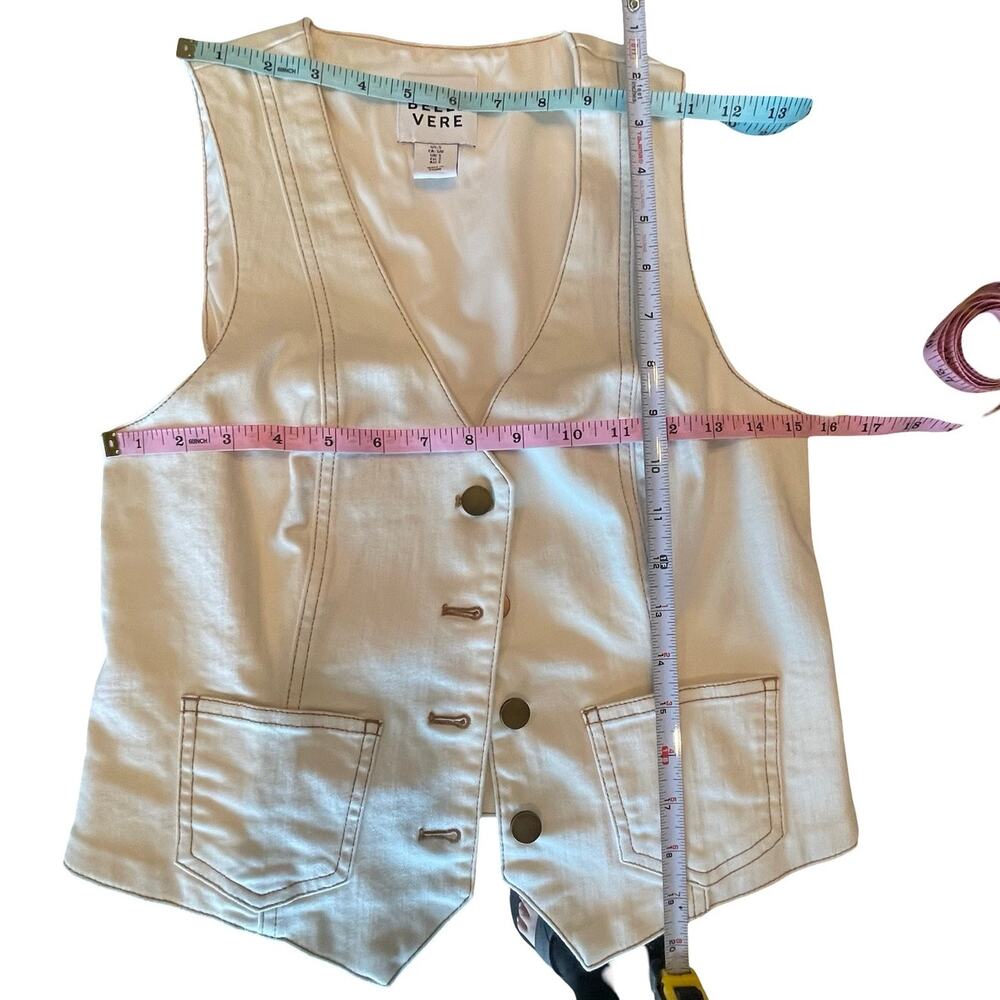 Belle Vere cream denim vest and pencil skirt set, Like New S - Picture 7 of 11